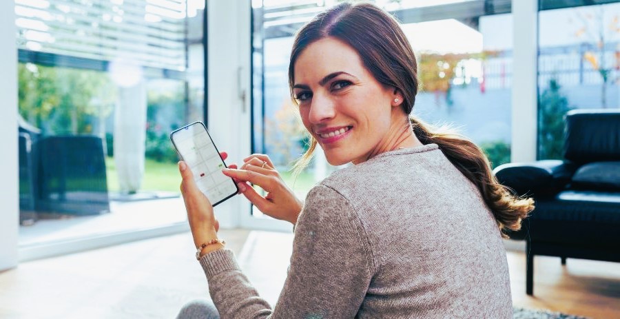 The girl is happy with a smart home