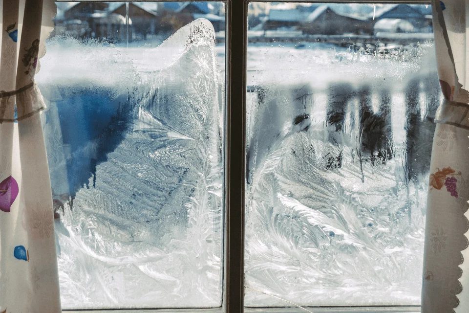 ice on inside of house windows